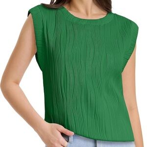 Green Sleeveless Textured Women's Top